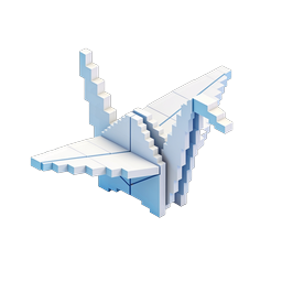 Voxel Eagle 3D Isometric Icon - Soaring Bird Block Art