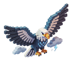 Icona aquila calva voxel 3D | Uccello pixel art isometrico