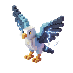 Voxel Eagle 3D Icon - Pixel Art Bird of Prey with Lightning
