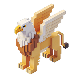 Icono 3D de Águila Voxel - Arte de bloques de una majestuosa ave de presa