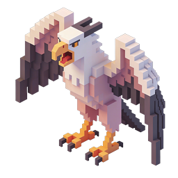 Isometric Voxel Eagle 3D Icon for Gaming and Wildlife Apps