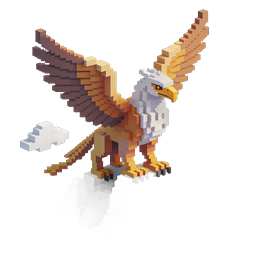 Voxel-Adlerberg-Icon - 3D Pixel Art Weißkopfseeadler