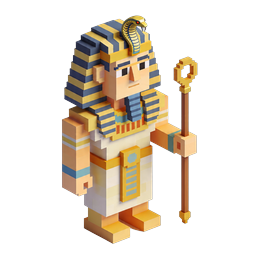 Voxel Egyptian Pharaoh Character Icon - 3D Block Style