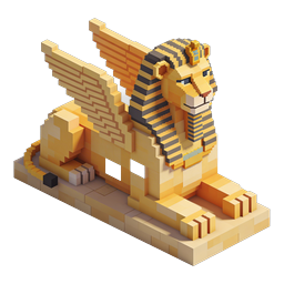 Voxel Egyptian Sphinx 3D Icon - Ancient Mythology Art