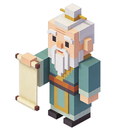Voxel-Ältester Weiser Charakter-Icon | Isometrische Pixel-Art