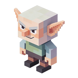 Voxel Elderly Man 3D Character Icon - Grumpy Professor