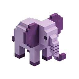 Purple Voxel Elephant Isometric 3D Icon