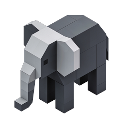 Voxel ゾウ 3Dアイコン - ジオメトリックアニマルデザイン