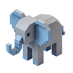 Voxel Elefant 3D Pixel Art Icon - Blockiges Tier