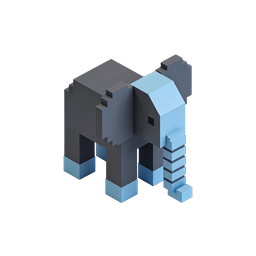 Voxel Elephant 3D Icon - Blocky Pixel Art Design