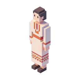 Voxel Man in Traditional Embroidered Shirt Icon