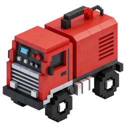 Red Voxel Emergency Generator 3D Icon | Cube-Style Tech Asset