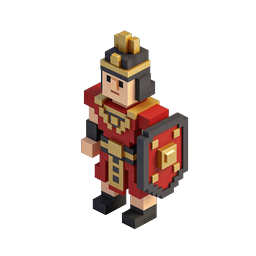 Voxel Emperor Character with Shield - 3D Pixel Art Icon