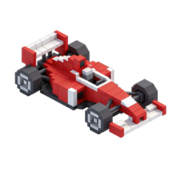 Voxel Formula 1 Race Car Icon - 3D Pixel Art Style