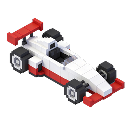 Icona di auto da corsa F1 voxel isometrica | Corsa a blocchi 3D
