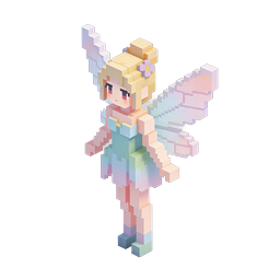 Voxel Fairy Girl 3D Character Icon - Pastel Fantasy Design