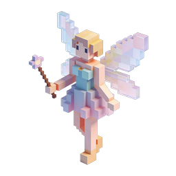 Icône voxel 3D de fée ange avec baguette magique