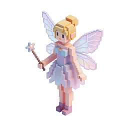 Voxel Fairy Character Icon with Magic Wand