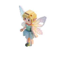 Ícone de fada voxel encantadora - personagem de pixel art 3D