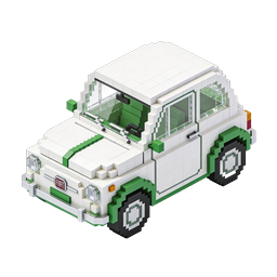 Voxel フィアット クラシックカー アイコン - アイソメトリック 3D ブロックスタイル