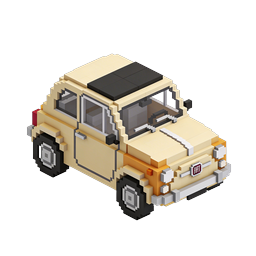 Icona 3D Pixel Art Voxel Fiat Auto Classica