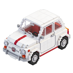 Voxel Fiat Car Icon - 3D Pixel Art Classic Automobile