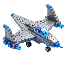 ボクセル戦闘機の3Dアイコン - アイソメトリックブロック航空機