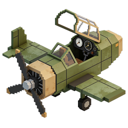 3D Изометрическая иконка военного истребителя в стиле Voxel