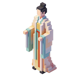 Voxel Traditional Figure Icon | 3D Pixel Art Character