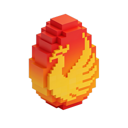 Icono 3D de huevo de fuego Voxel isométrico para gaming