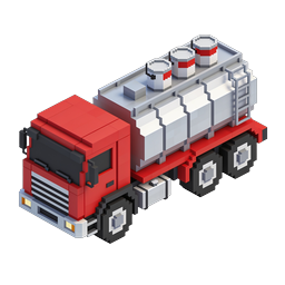 Voxel Fire Truck 3D Icon - Isometric Emergency Vehicle