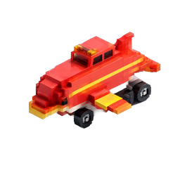 Voxel Fire Truck 3D Icon - Isometric Emergency Vehicle
