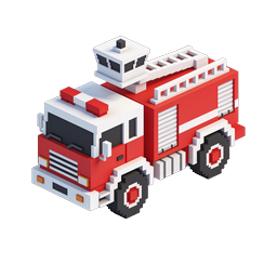 Voxel Fire Truck Icon - Isometric 3D Illustration