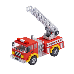 Voxel 3D Fire Truck Icon - Isometric Block Art