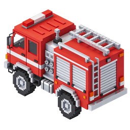 Voxel Fire Truck Isometric Icon - 3D Pixel Art
