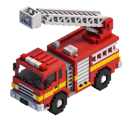 Voxel Fire Truck 3D Icon - Blocky Emergency Vehicle