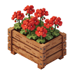 Voxel Flower Planter Box Icon - 3D Pixel Art Garden