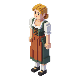 Ícone de personagem garota folclórica voxel - pixel art 3D
