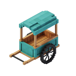 Icona 3D isometrica voxel di carrello del cibo - stile pixel art