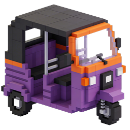 Voxel Food Truck 3D Icon - Purple & Orange Design