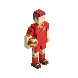 Voxel Football Player 3D Icon for Sports Games