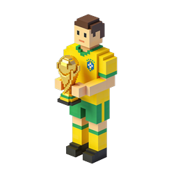 Voxel Football Player with World Cup Trophy Icon