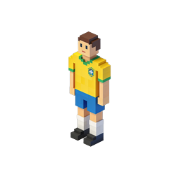 Voxel Football Player 3D Icon - Brazil Soccer Character