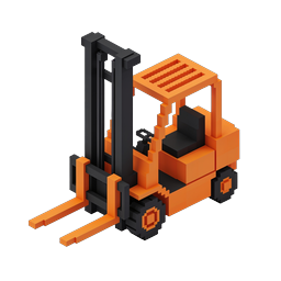 Icône de chariot élévateur Voxel - Véhicule industriel 3D isométrique