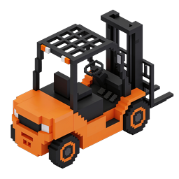ไอคอน 3D รถยก Voxel แบบ Isometric สำหรับงานก่อสร้าง