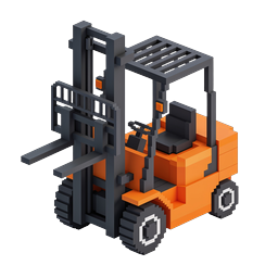 Voxel Forklift Icon - 3D Isometric Industrial Design