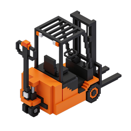 Voxel フォークリフト アイコン - アイソメトリック 3D ピクセルアート