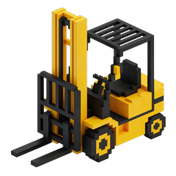 Voxel Forklift Icon | Isometric 3D Warehouse Vehicle