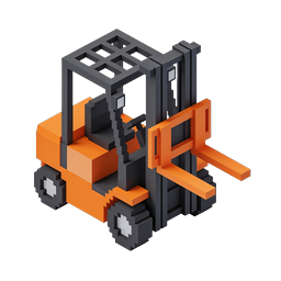 Isometric Voxel Forklift Icon - 3D Warehouse Equipment