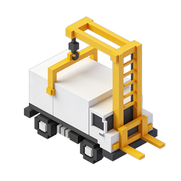 Isometric Voxel Forklift Icon for Industrial Design